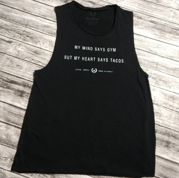 Women's Medium Love Fitness my mond says gym, but my heart says tacos Tank Top M - Picture 2 of 4